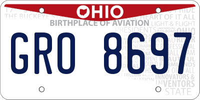 OH license plate GRO8697