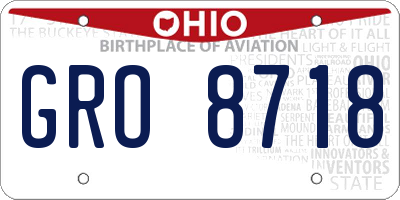 OH license plate GRO8718