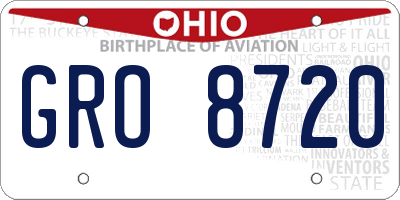 OH license plate GRO8720
