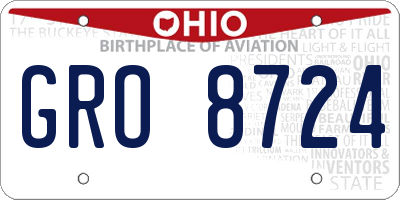 OH license plate GRO8724