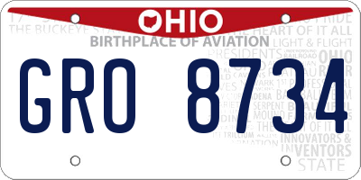 OH license plate GRO8734
