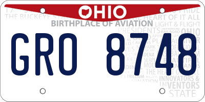 OH license plate GRO8748