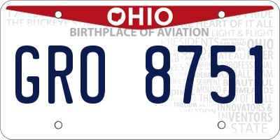 OH license plate GRO8751