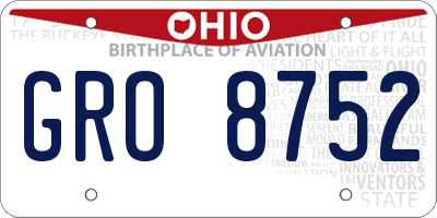 OH license plate GRO8752