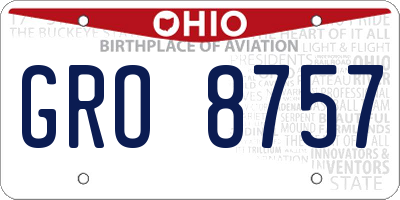 OH license plate GRO8757