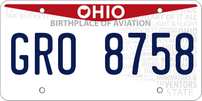 OH license plate GRO8758