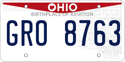 OH license plate GRO8763