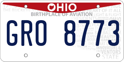 OH license plate GRO8773