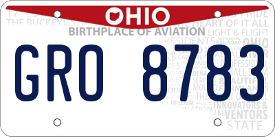 OH license plate GRO8783
