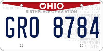 OH license plate GRO8784