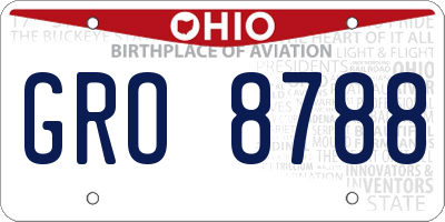 OH license plate GRO8788
