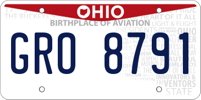 OH license plate GRO8791