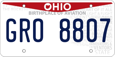 OH license plate GRO8807