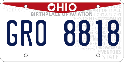 OH license plate GRO8818