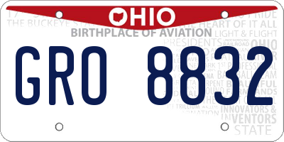 OH license plate GRO8832