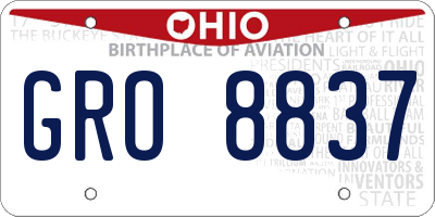 OH license plate GRO8837