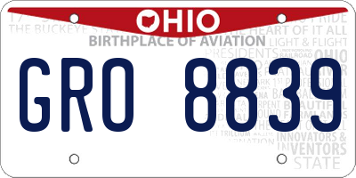 OH license plate GRO8839