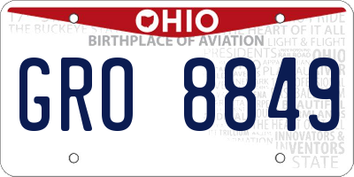 OH license plate GRO8849