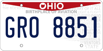 OH license plate GRO8851