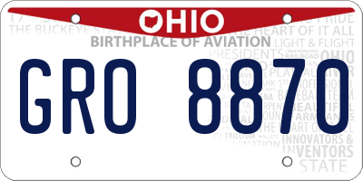 OH license plate GRO8870