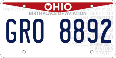OH license plate GRO8892