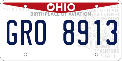 OH license plate GRO8913