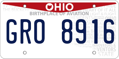 OH license plate GRO8916