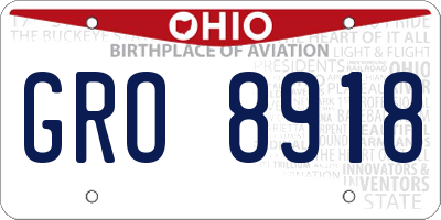 OH license plate GRO8918