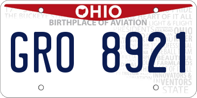 OH license plate GRO8921