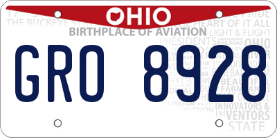 OH license plate GRO8928