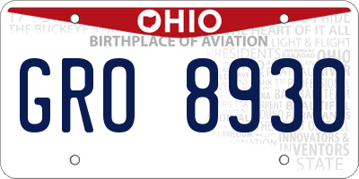 OH license plate GRO8930