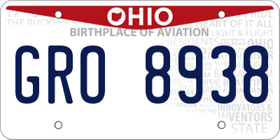OH license plate GRO8938