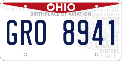 OH license plate GRO8941