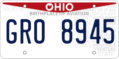 OH license plate GRO8945