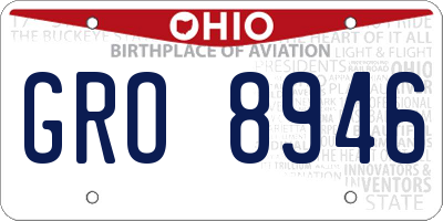 OH license plate GRO8946