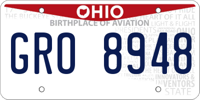 OH license plate GRO8948