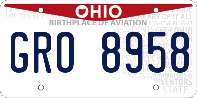 OH license plate GRO8958