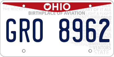 OH license plate GRO8962