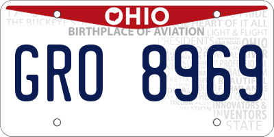 OH license plate GRO8969