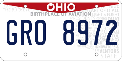 OH license plate GRO8972