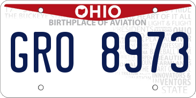 OH license plate GRO8973