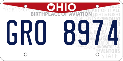 OH license plate GRO8974
