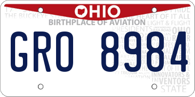 OH license plate GRO8984