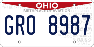 OH license plate GRO8987