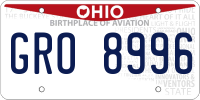 OH license plate GRO8996