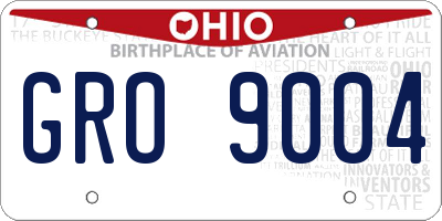 OH license plate GRO9004