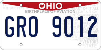 OH license plate GRO9012
