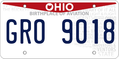 OH license plate GRO9018