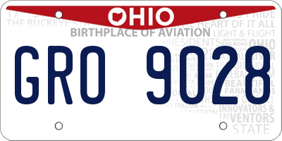 OH license plate GRO9028
