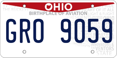 OH license plate GRO9059